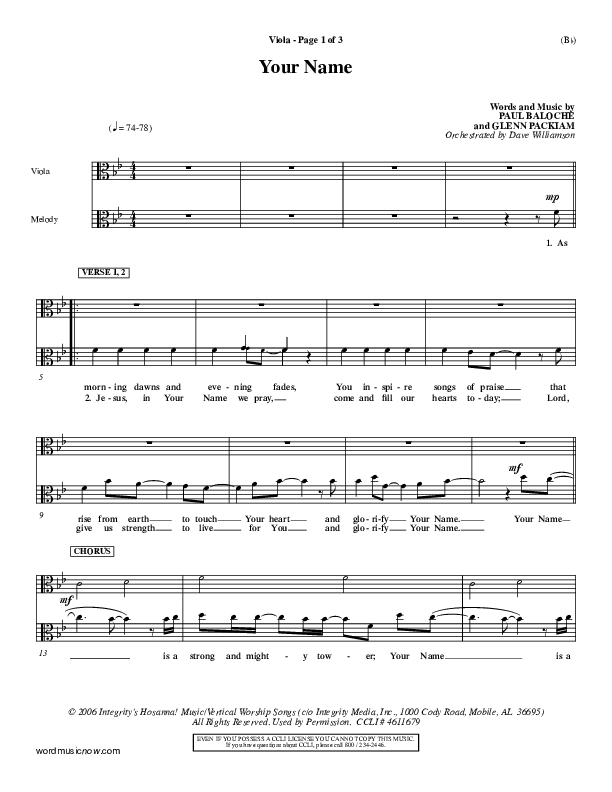 Your Name Viola (Paul Baloche)