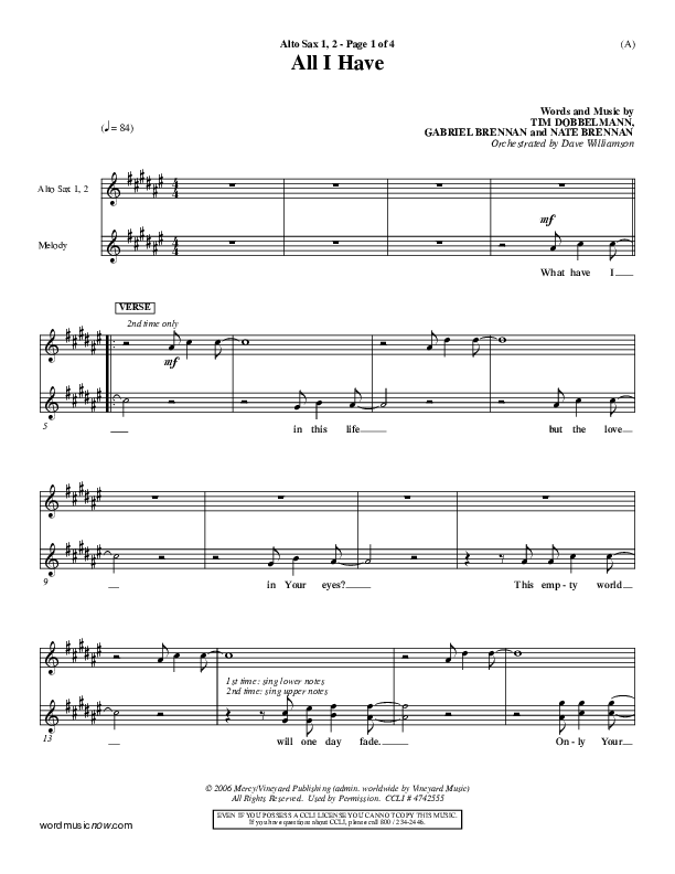 All I Have Alto Sax 1/2 ()