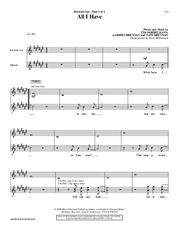 All I Have Bari Sax ()