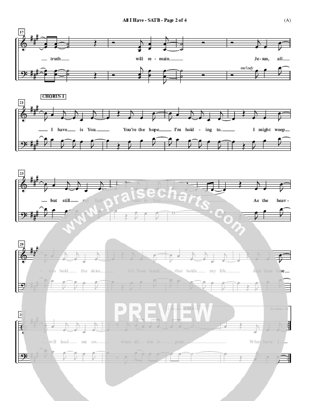 All I Have Choir Vocals (SATB) ()