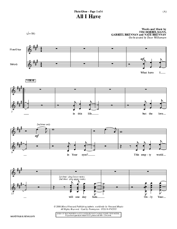 All I Have Flute/Oboe ()