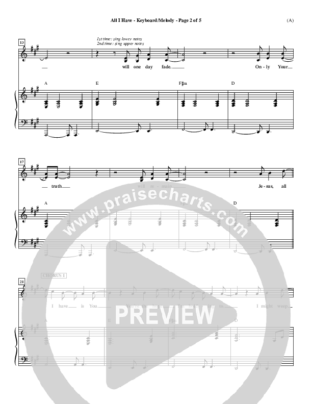 All I Have Piano/Vocal ()