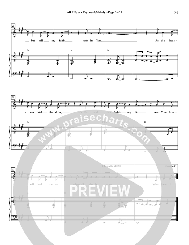 All I Have Piano/Vocal ()