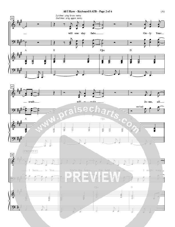 All I Have Piano/Vocal (SATB) ()