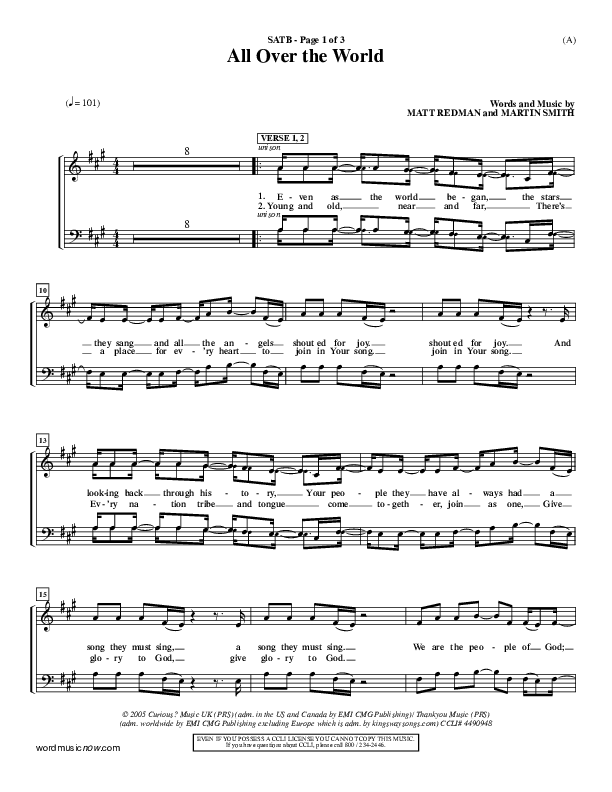 All Over The World Choir Sheet (SATB) (Delirious)