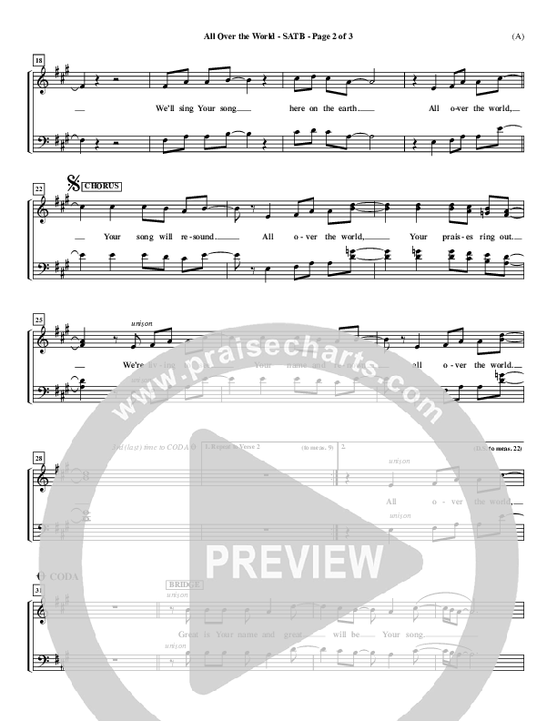 All Over The World Choir Sheet (SATB) (Delirious)