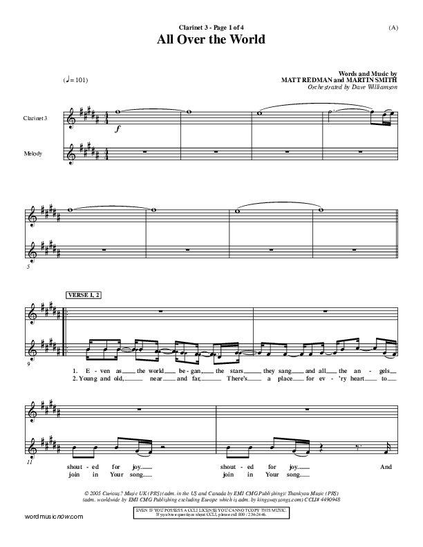 All Over The World Clarinet 3 (Delirious)