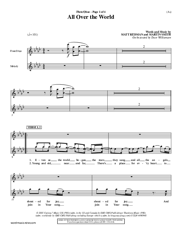 All Over The World Flute/Oboe (Delirious)