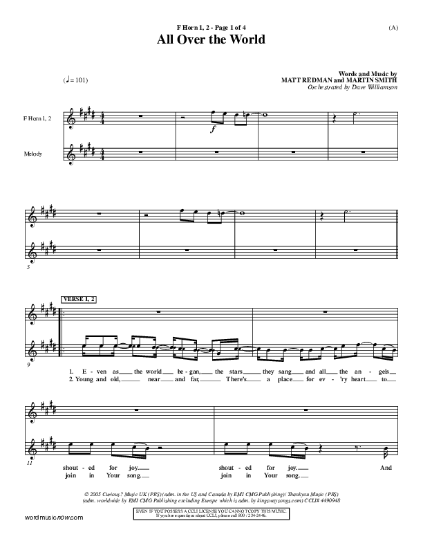 All Over The World French Horn 1/2 (Delirious)