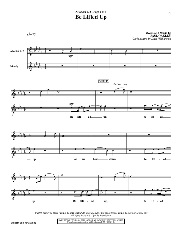 Be Lifted Up Alto Sax 1/2 (Paul Oakley)