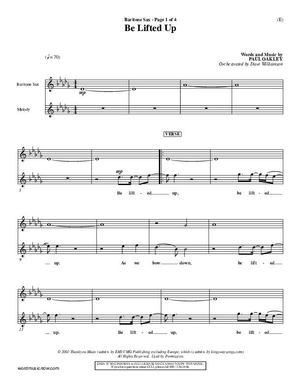 Be Lifted Up Bari Sax (Paul Oakley)