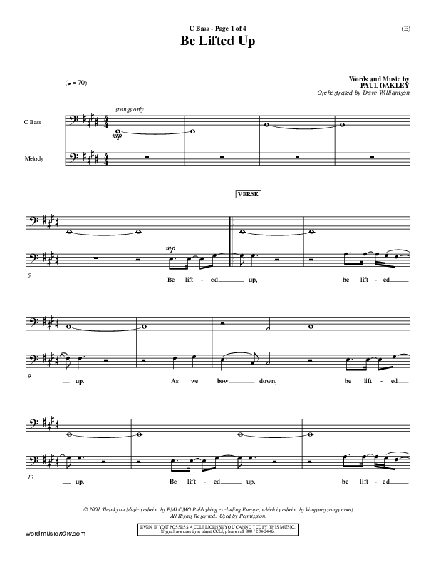 Be Lifted Up Contrabass (Paul Oakley)