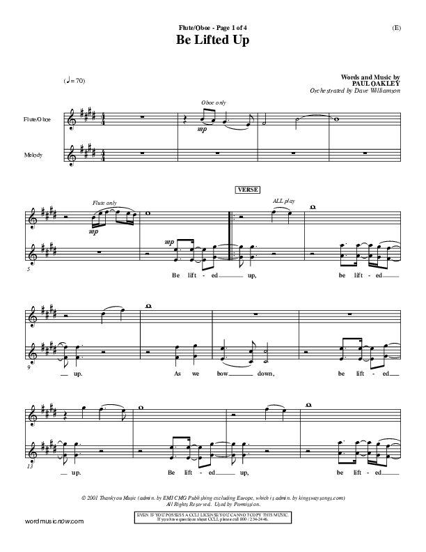 Be Lifted Up Flute/Oboe (Paul Oakley)