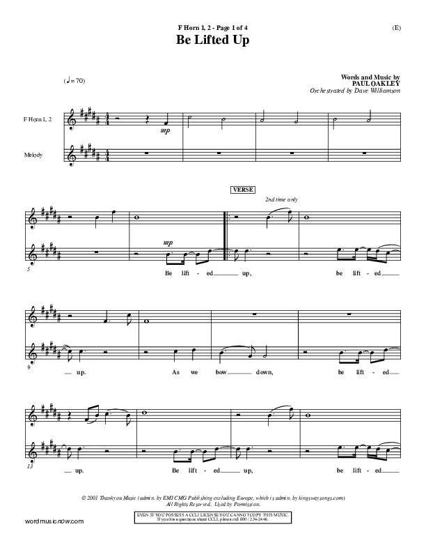 Be Lifted Up French Horn 1/2 (Paul Oakley)