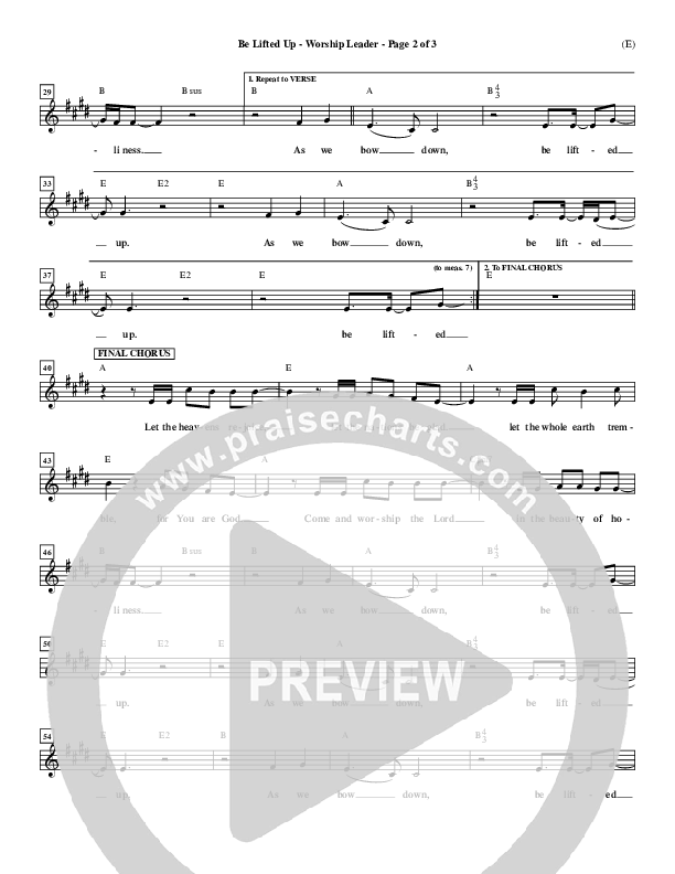 Be Lifted Up Lead Sheet (Paul Oakley)
