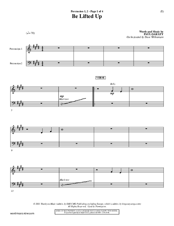 Be Lifted Up Percussion 1/2 (Paul Oakley)