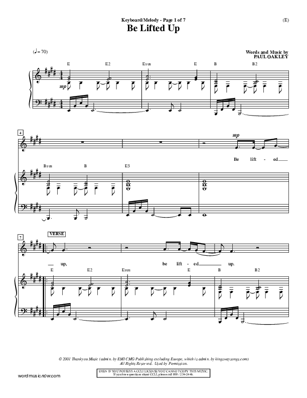 Be Lifted Up Piano/Vocal (Paul Oakley)
