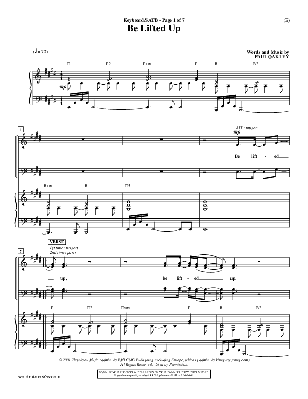 Be Lifted Up Piano/Vocal (SATB) (Paul Oakley)