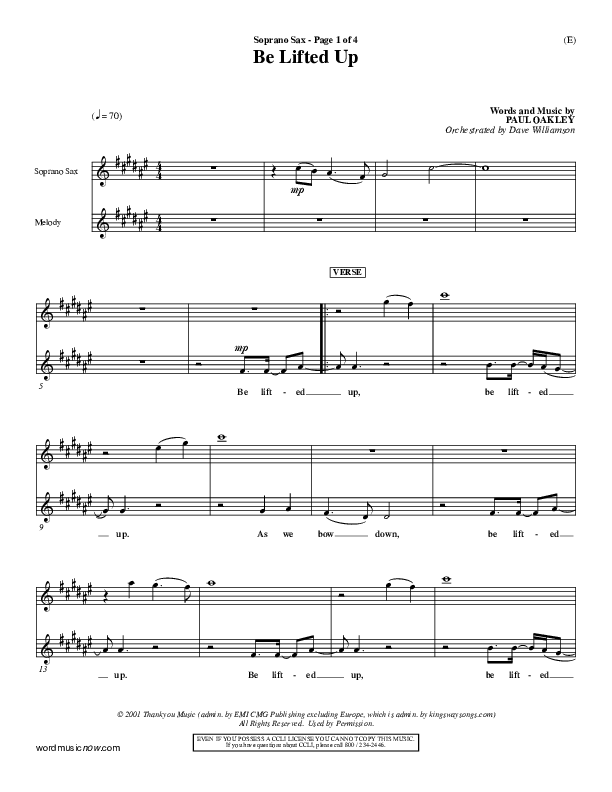 Be Lifted Up Soprano Sax (Paul Oakley)