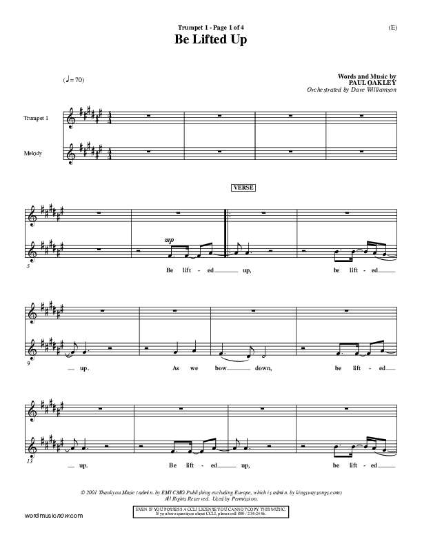 Be Lifted Up Trumpet 1 (Paul Oakley)