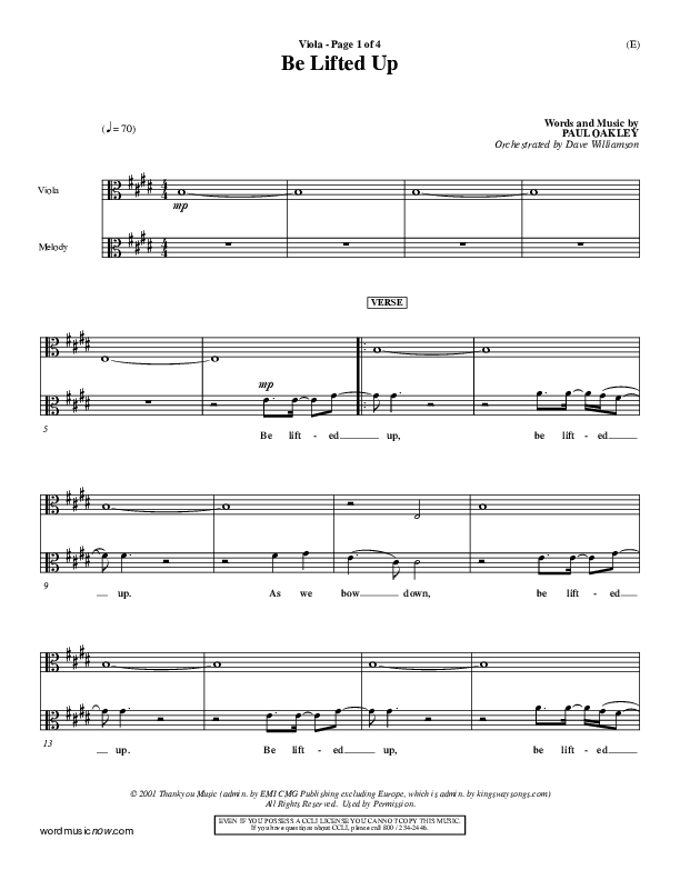 Be Lifted Up Viola (Paul Oakley)