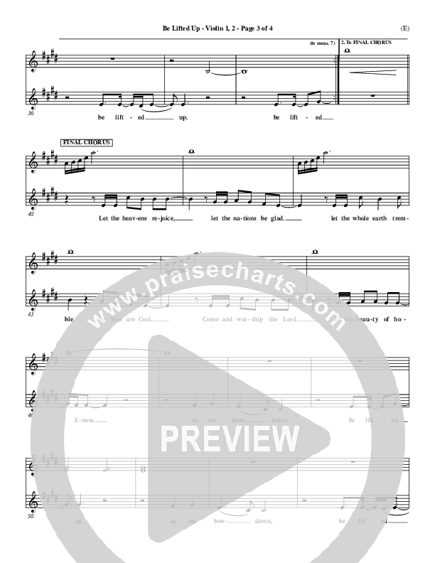 Be Lifted Up Violin 1/2 (Paul Oakley)