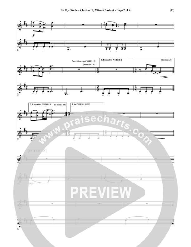 Be My Guide Clarinet 1/2, Bass Clarinet (Brian Doerksen)