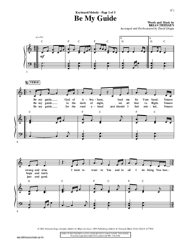 Be My Guide Piano/Vocal (Brian Doerksen)