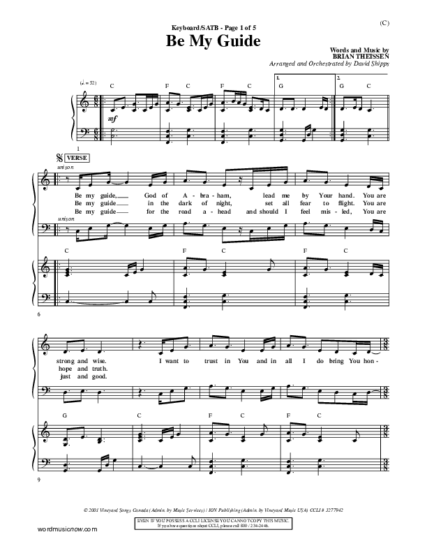 Be My Guide Piano/Vocal (SATB) (Brian Doerksen)