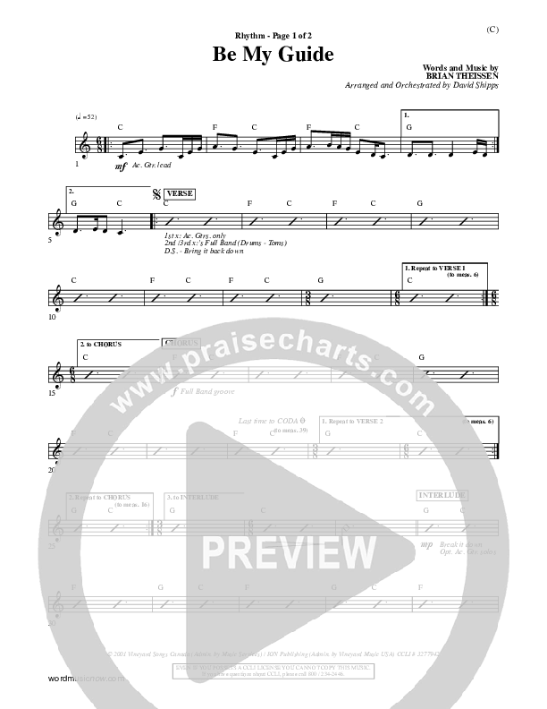 Be My Guide Rhythm Chart (Brian Doerksen)