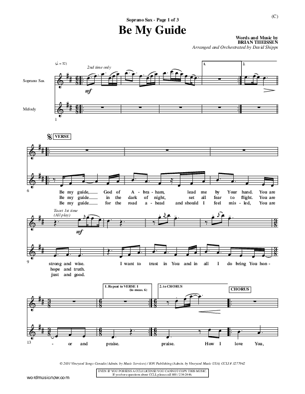 Be My Guide Soprano Sax (Brian Doerksen)