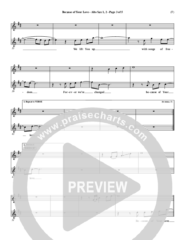 Because Of Your Love Alto Sax 1/2 (Paul Baloche)