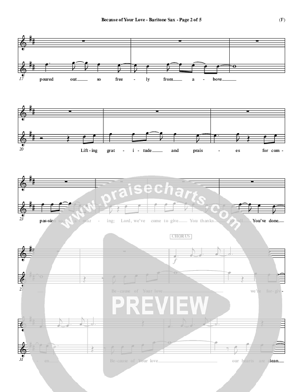 Because Of Your Love Bari Sax (Paul Baloche)