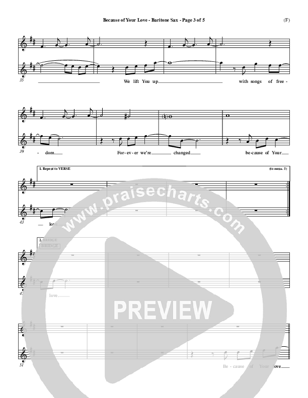 Because Of Your Love Bari Sax (Paul Baloche)