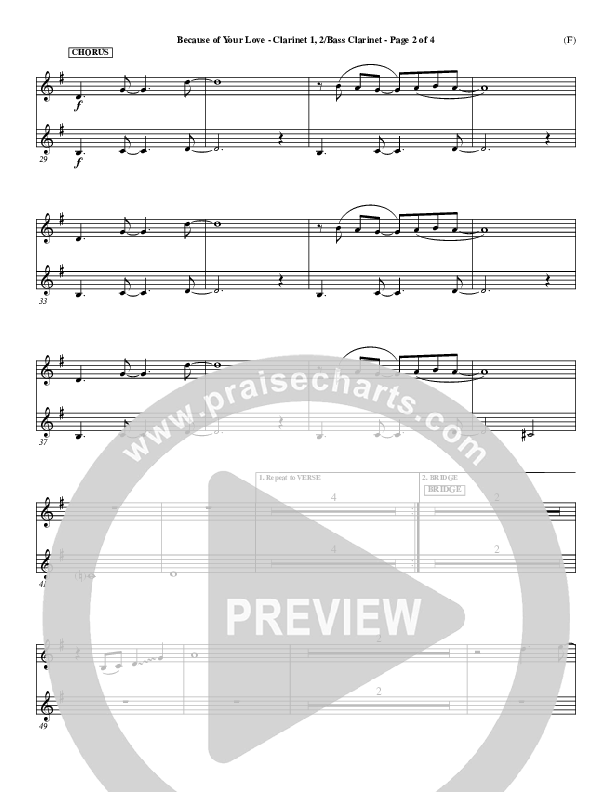 Because Of Your Love Clarinet 1/2, Bass Clarinet (Paul Baloche)