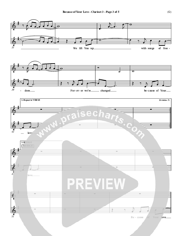 Because Of Your Love Clarinet 3 (Paul Baloche)