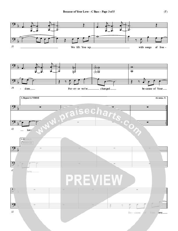 Because Of Your Love Contrabass (Paul Baloche)