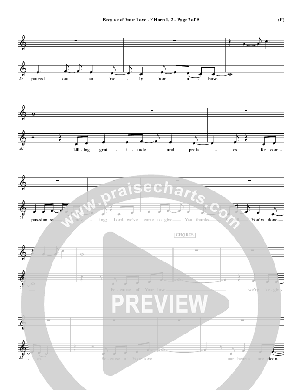 Because Of Your Love French Horn 1/2 (Paul Baloche)