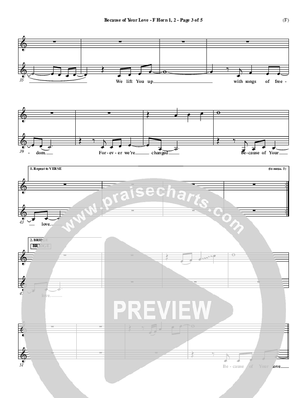 Because Of Your Love French Horn 1/2 (Paul Baloche)