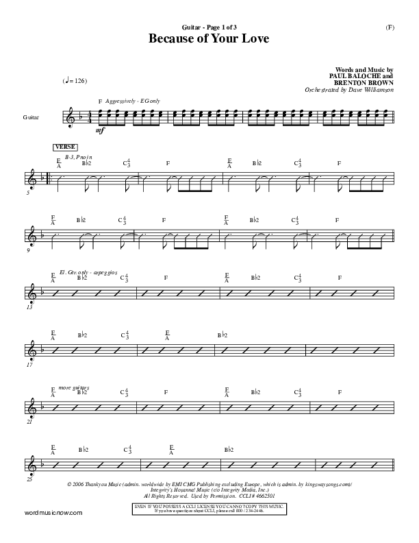 Because Of Your Love Guitar (Paul Baloche)