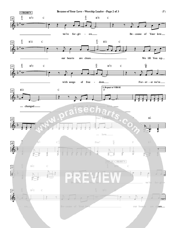 Because Of Your Love Lead Sheet (Paul Baloche)