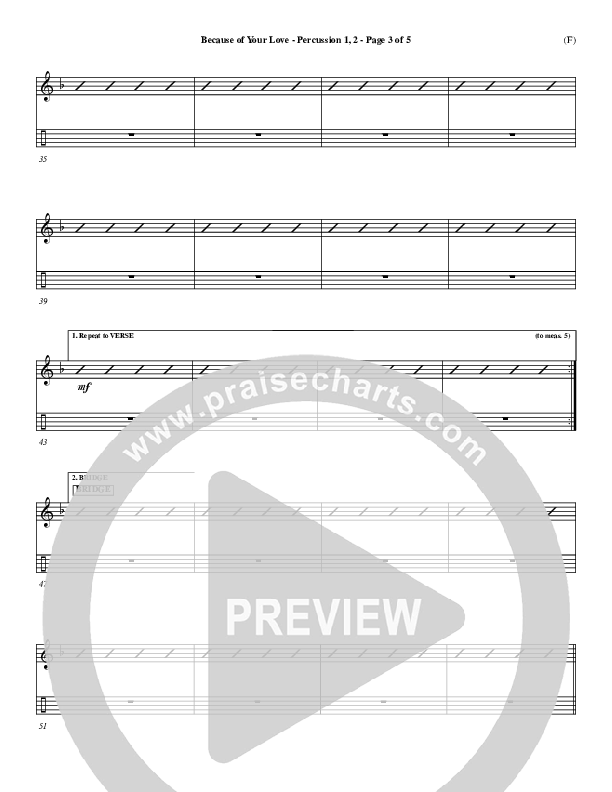 Because Of Your Love Percussion 1/2 (Paul Baloche)