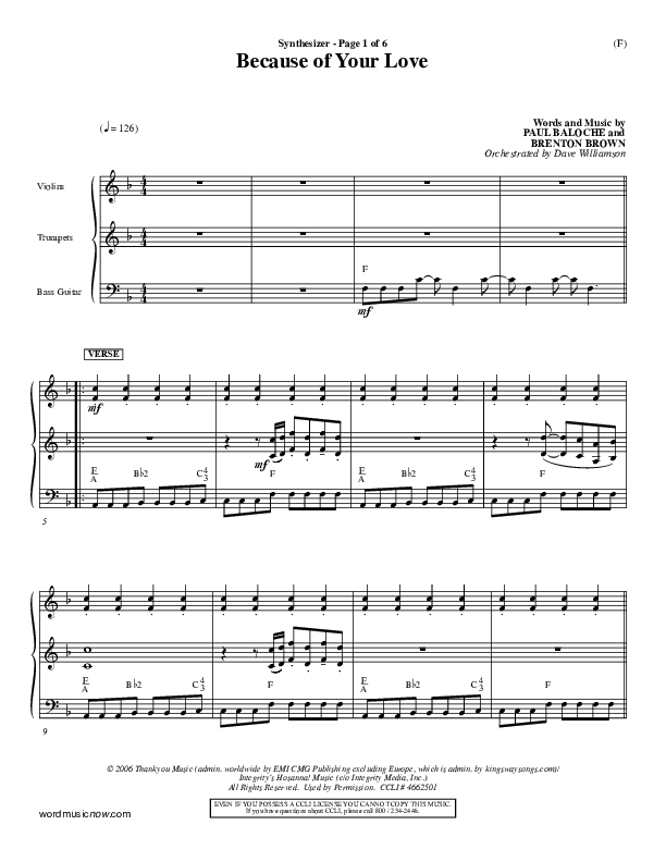 Because Of Your Love Synth (Paul Baloche)