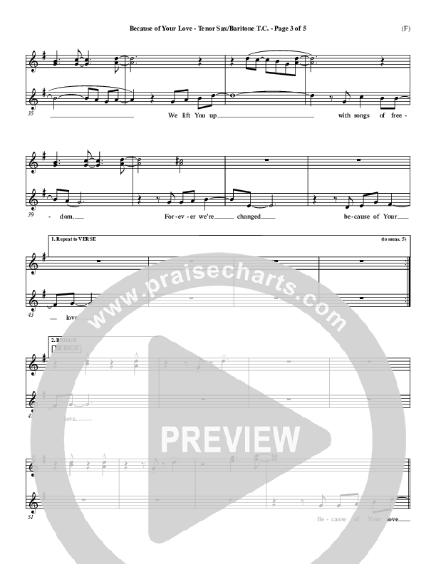 Because Of Your Love Tenor Sax/Baritone T.C. (Paul Baloche)
