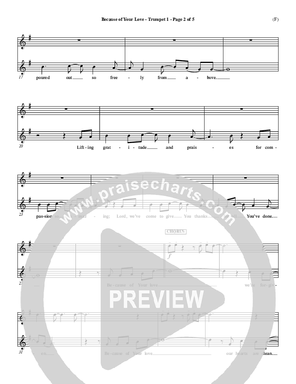 Because Of Your Love Trumpet 1 (Paul Baloche)