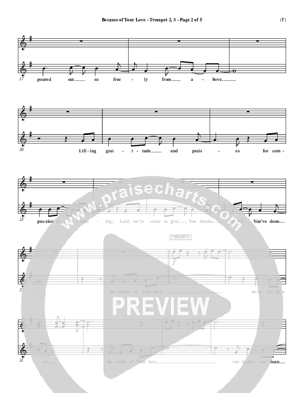 Because Of Your Love Trumpet 2/3 (Paul Baloche)