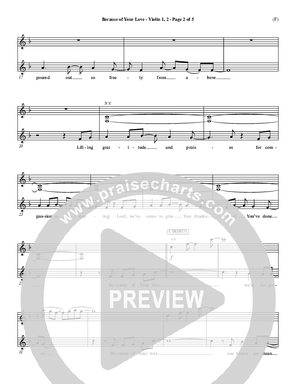 Because Of Your Love Violin 1/2 (Paul Baloche)