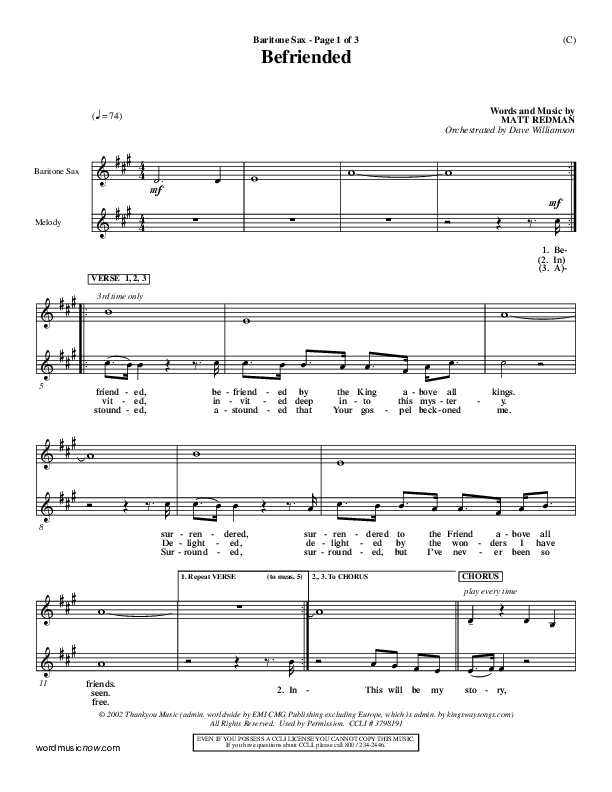 Befriended Bari Sax (Matt Redman)