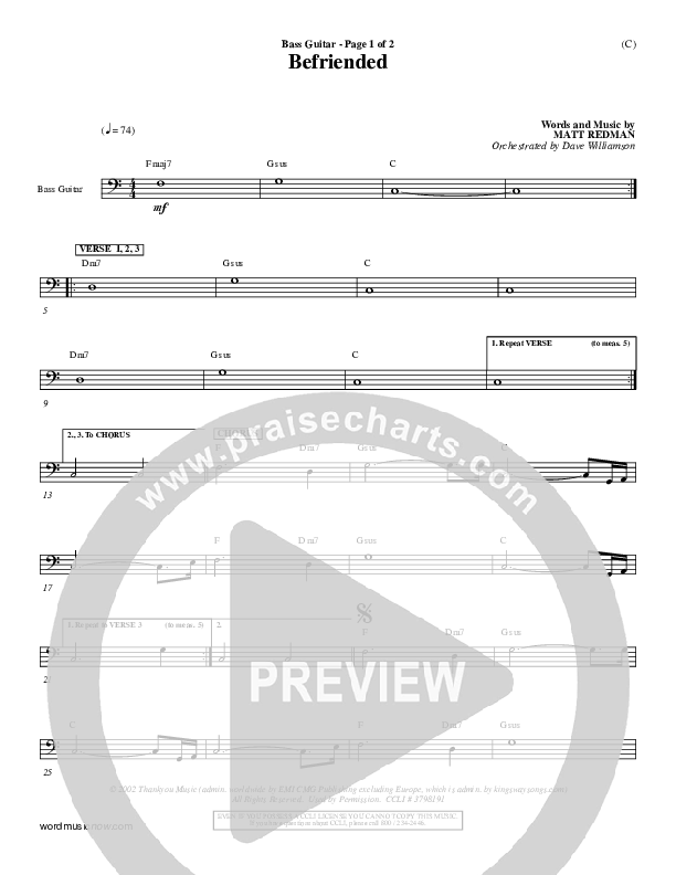 Befriended Rhythm Chart (Matt Redman)