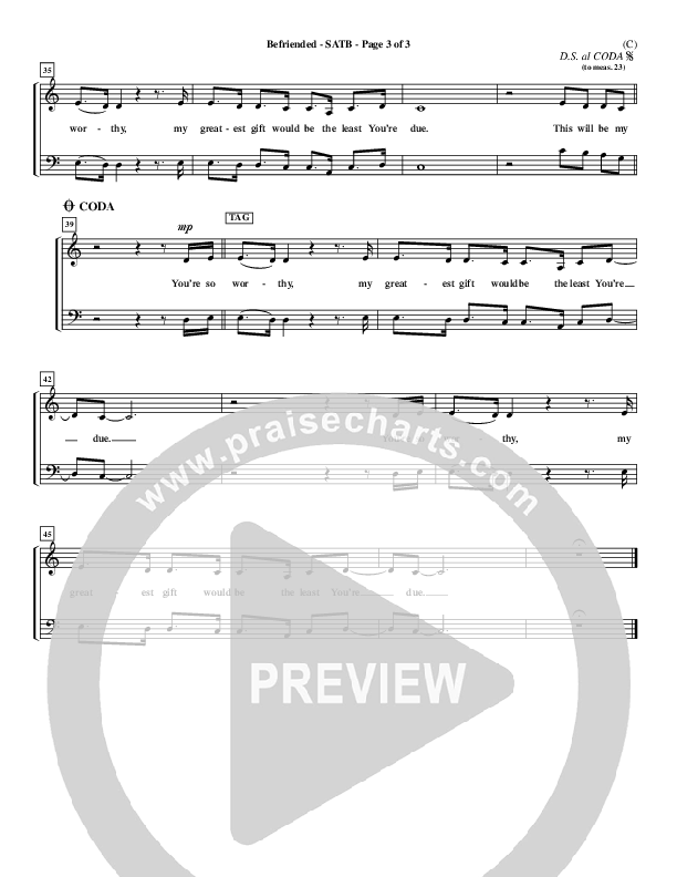 Befriended Choir Vocals (SATB) (Matt Redman)